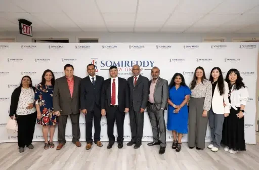 Somireddy Law Group attorneys Santosh Somireddy, Vijay Yellareddigari, Keith Blair, and Jibran Muhammad.