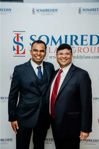 Somireddy Law Group founder Santosh Somireddy and managing partner Vijay Yellareddigari.