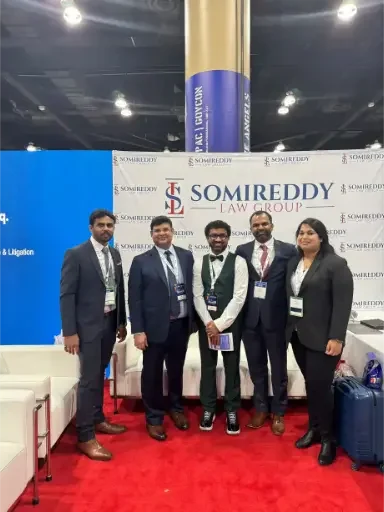 Somireddy Law Group team Lokesh Grandhi, Santosh Somireddy, Anudeep Illindala, Vijay Yellareddigari, and Monica Thinderu